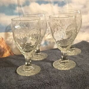Libbey Chivalry goblets 6 1/2" clear set of 4 perfect condition